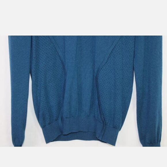 AEFFE SPA CEDRIC CHARLIER BLUE 100% VIRGIN WOOL SWEATER SIZE 6 - Picture 4 of 5